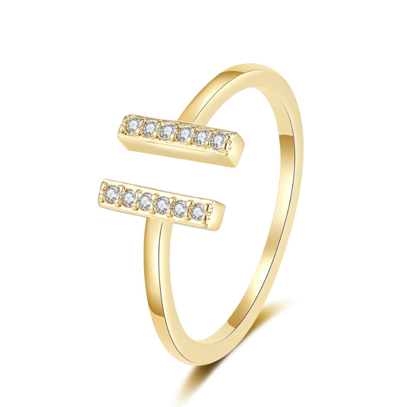 Diamond-encrusted Ring For Women A Stylish High-end Cool-girl Open-ring Accessory