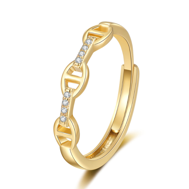 Diamond-encrusted Ring For Women A Stylish High-end Cool-girl Open-ring Accessory