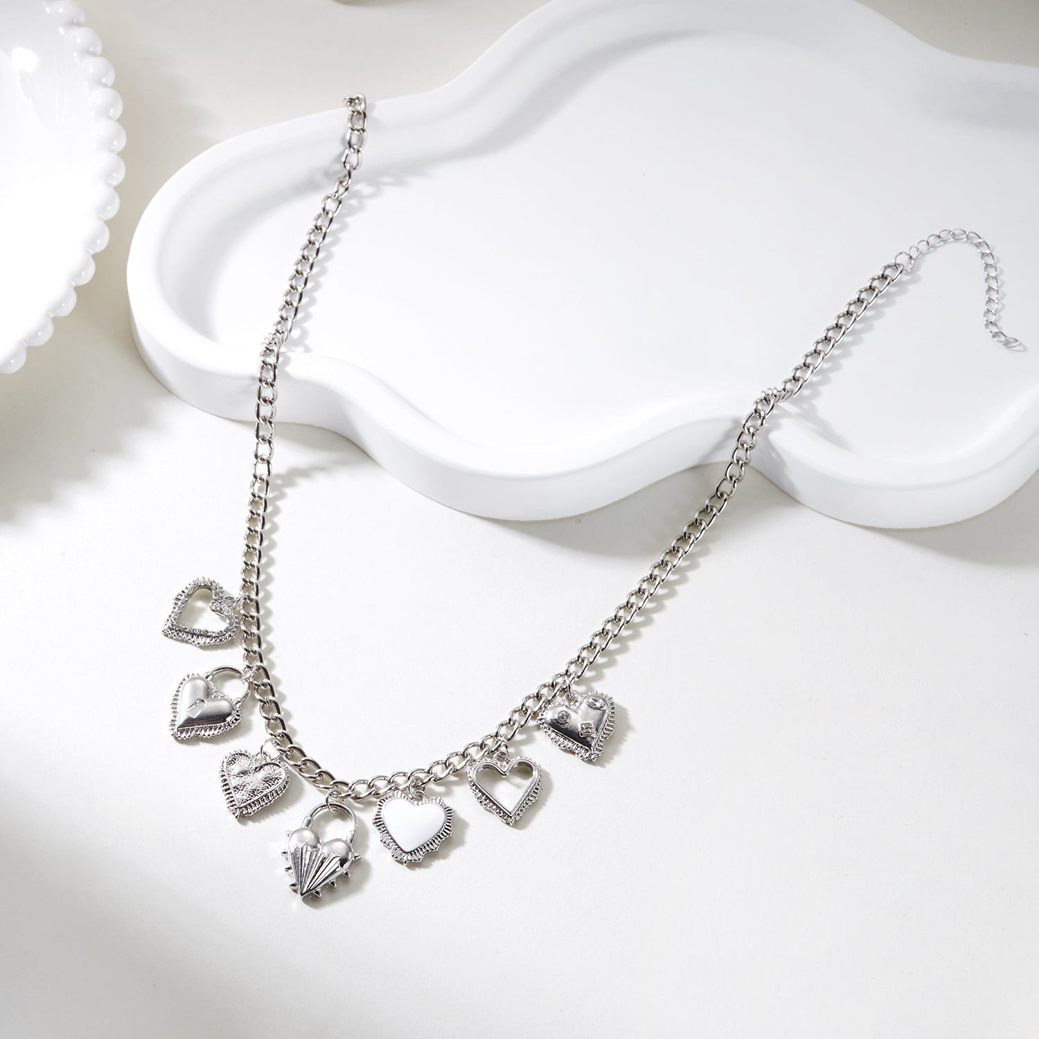 Multiple Sacred Heart Pendant Necklace