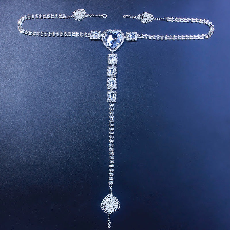 Sexy Love Rhinestone Underwear Body Chain