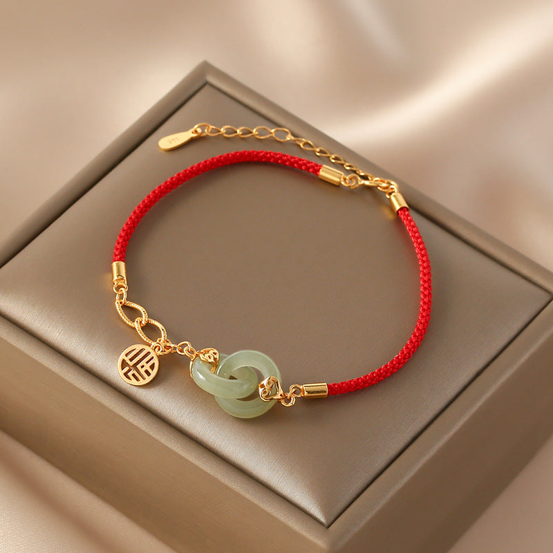 Retro Interlocking Braided Red String Bracelet