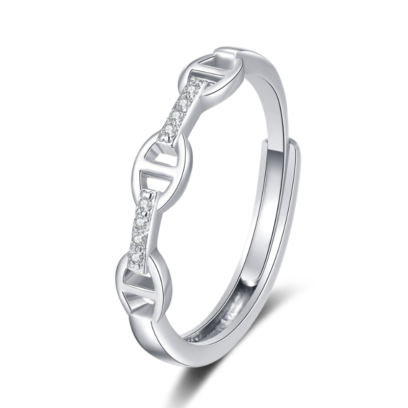 Diamond-encrusted Ring For Women A Stylish High-end Cool-girl Open-ring Accessory