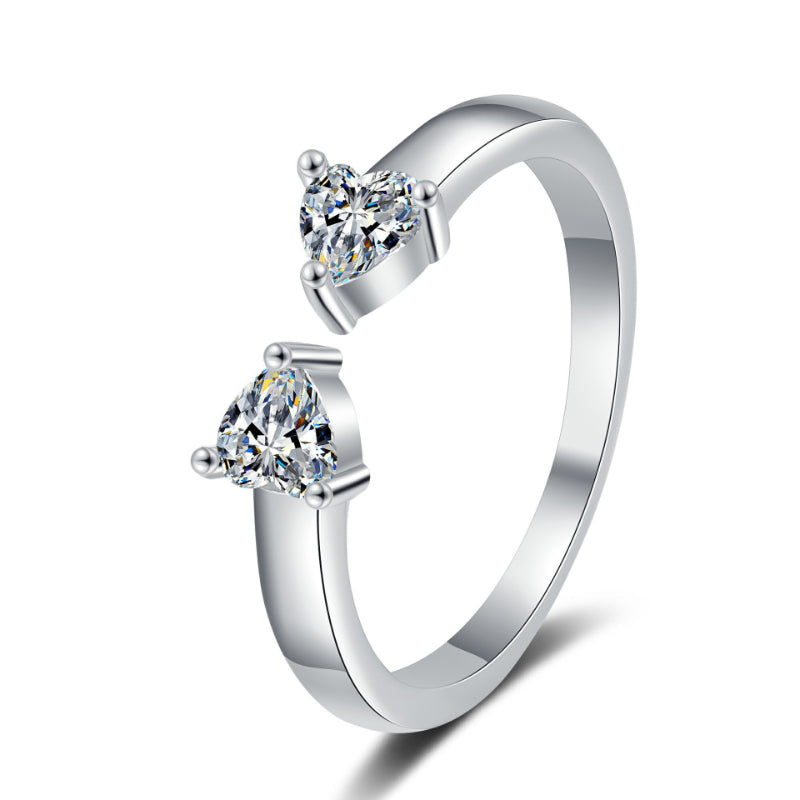 Diamond-encrusted Ring For Women A Stylish High-end Cool-girl Open-ring Accessory