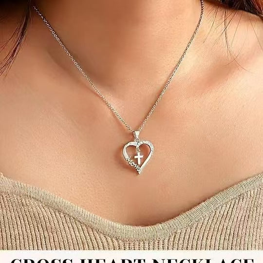 Heart-shaped Cross Necklace Heart-shaped Pendant