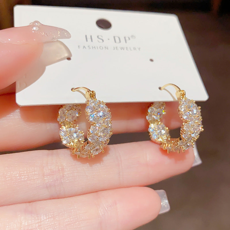 Stylish Zircon Round Hoop Earrings For Women