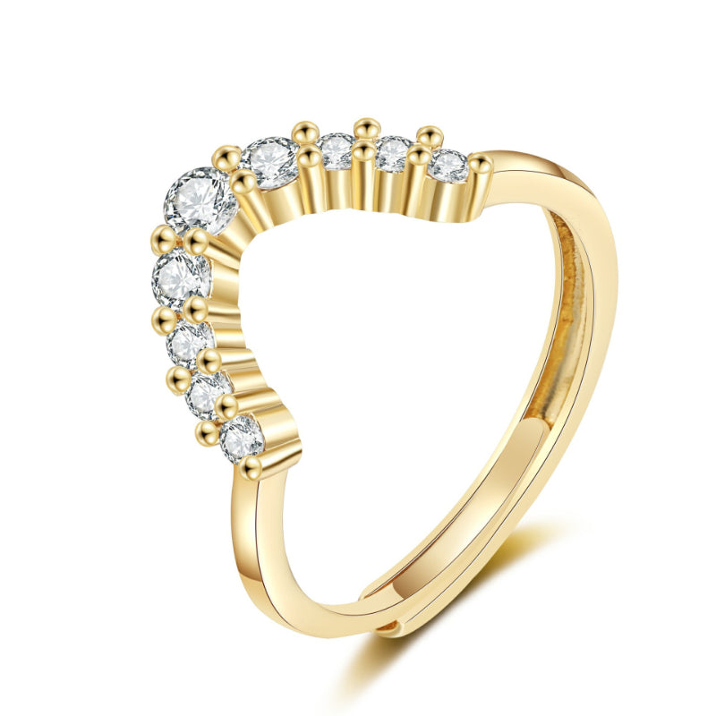 Diamond-encrusted Ring For Women A Stylish High-end Cool-girl Open-ring Accessory