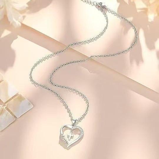 Heart-shaped Cross Necklace Heart-shaped Pendant