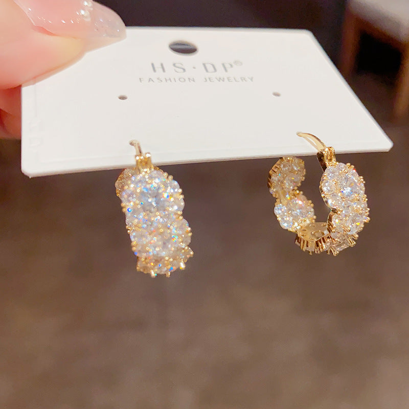 Stylish Zircon Round Hoop Earrings For Women