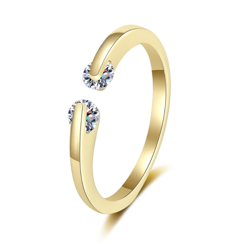 Diamond-encrusted Ring For Women A Stylish High-end Cool-girl Open-ring Accessory