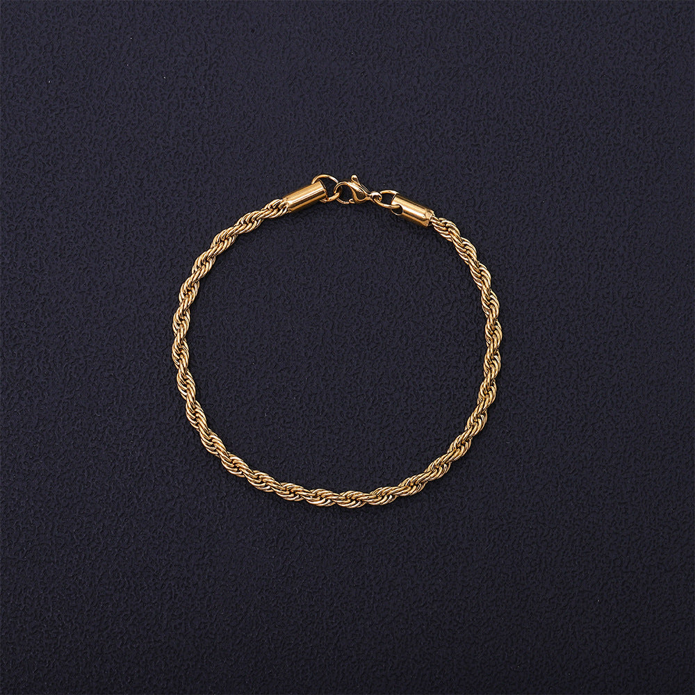 18K Vacuum-Plated Color-Protecting Stainless Steel Twisted Bracelet