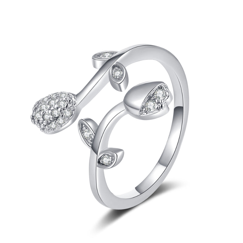 Diamond-encrusted Ring For Women A Stylish High-end Cool-girl Open-ring Accessory
