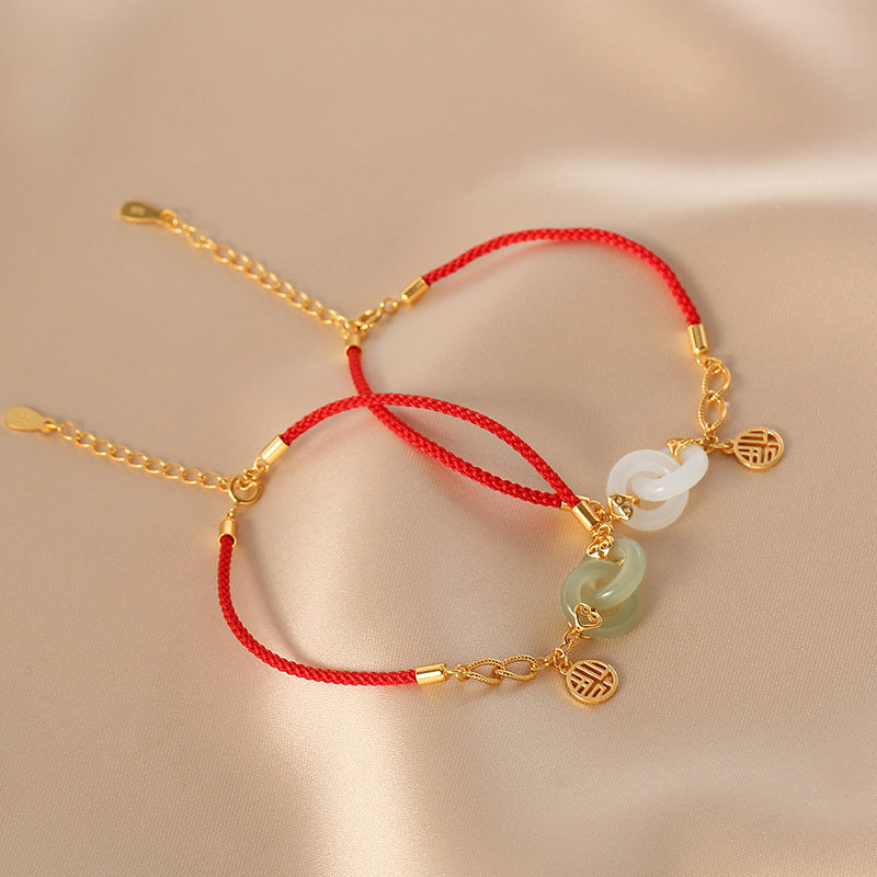 Retro Interlocking Braided Red String Bracelet