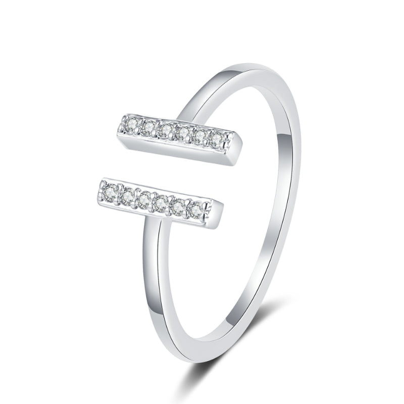 Diamond-encrusted Ring For Women A Stylish High-end Cool-girl Open-ring Accessory