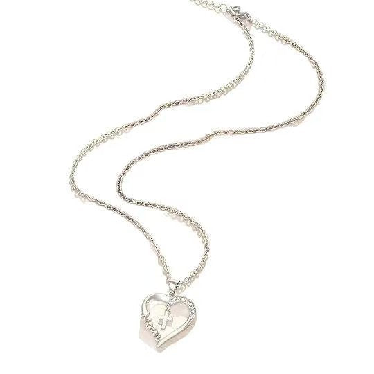 Heart-shaped Cross Necklace Heart-shaped Pendant