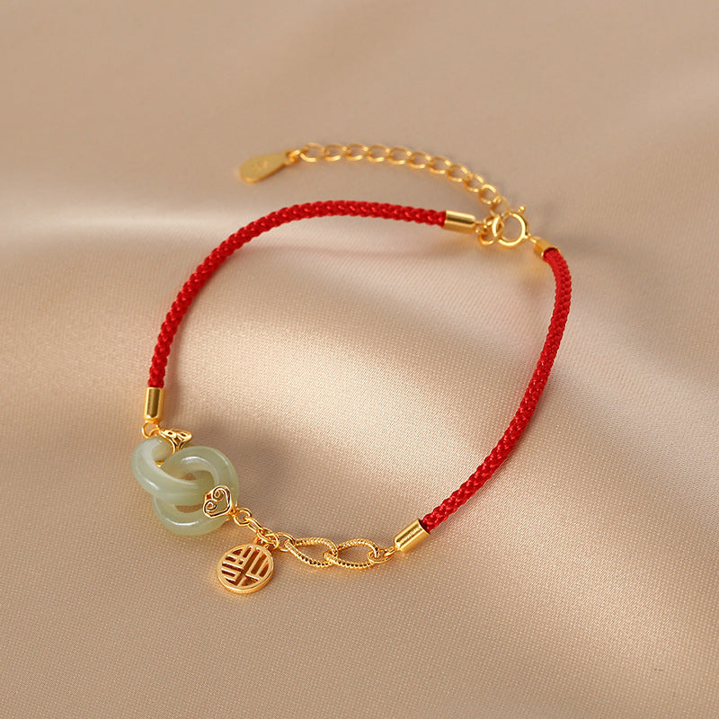 Retro Interlocking Braided Red String Bracelet