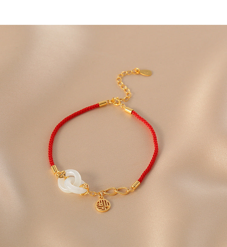 Retro Interlocking Braided Red String Bracelet