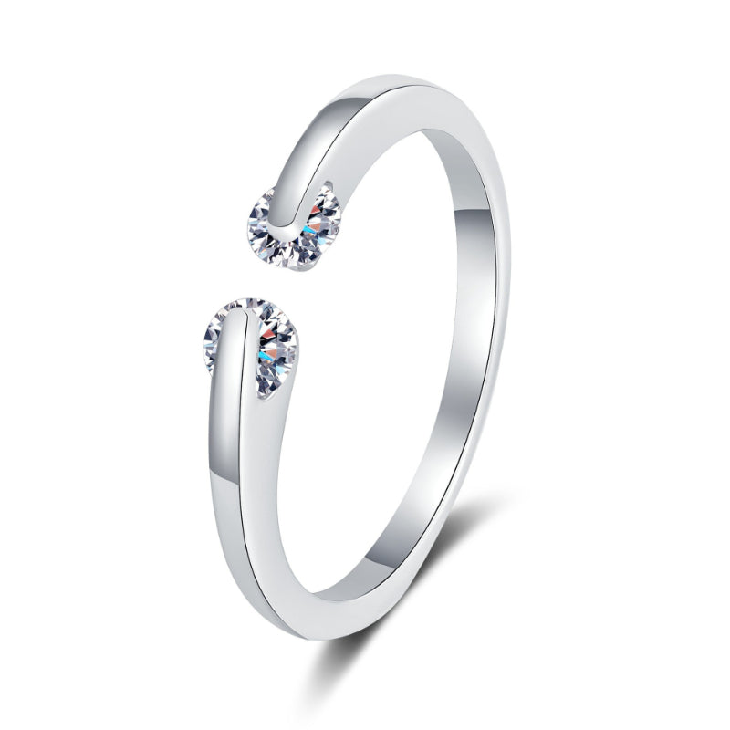 Diamond-encrusted Ring For Women A Stylish High-end Cool-girl Open-ring Accessory