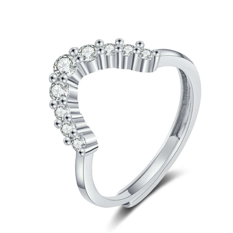 Diamond-encrusted Ring For Women A Stylish High-end Cool-girl Open-ring Accessory