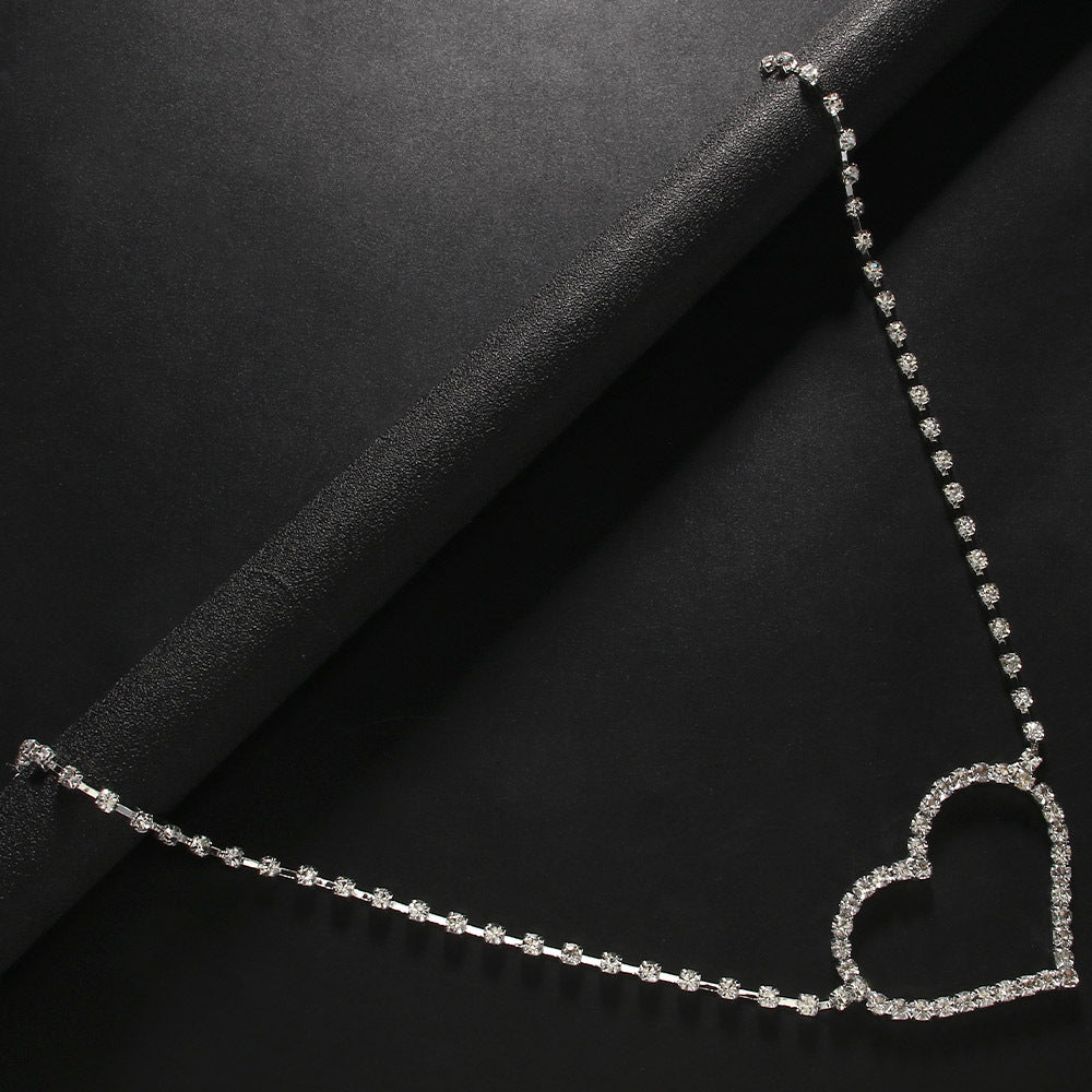Simple Single Layer Heart-shaped Rhinestone Waist Chain Body Chains